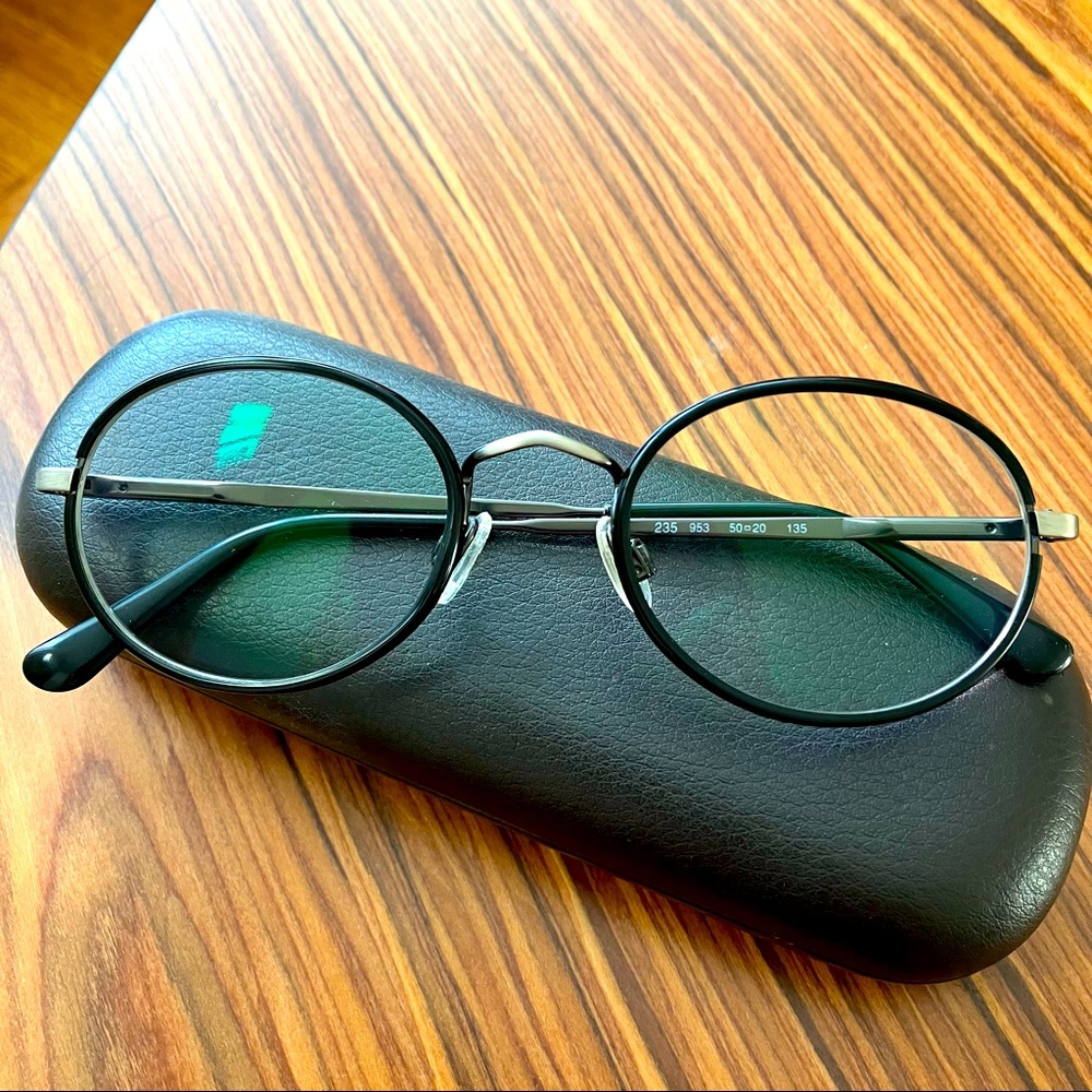 GIORGIO ARMANI metal round glasses with blue light lenses